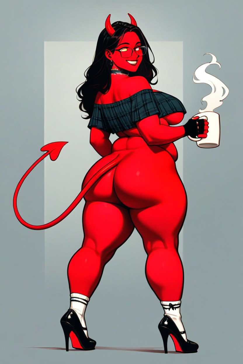 Red Devil Horns, 영화 같은, Smiling AI 포르노