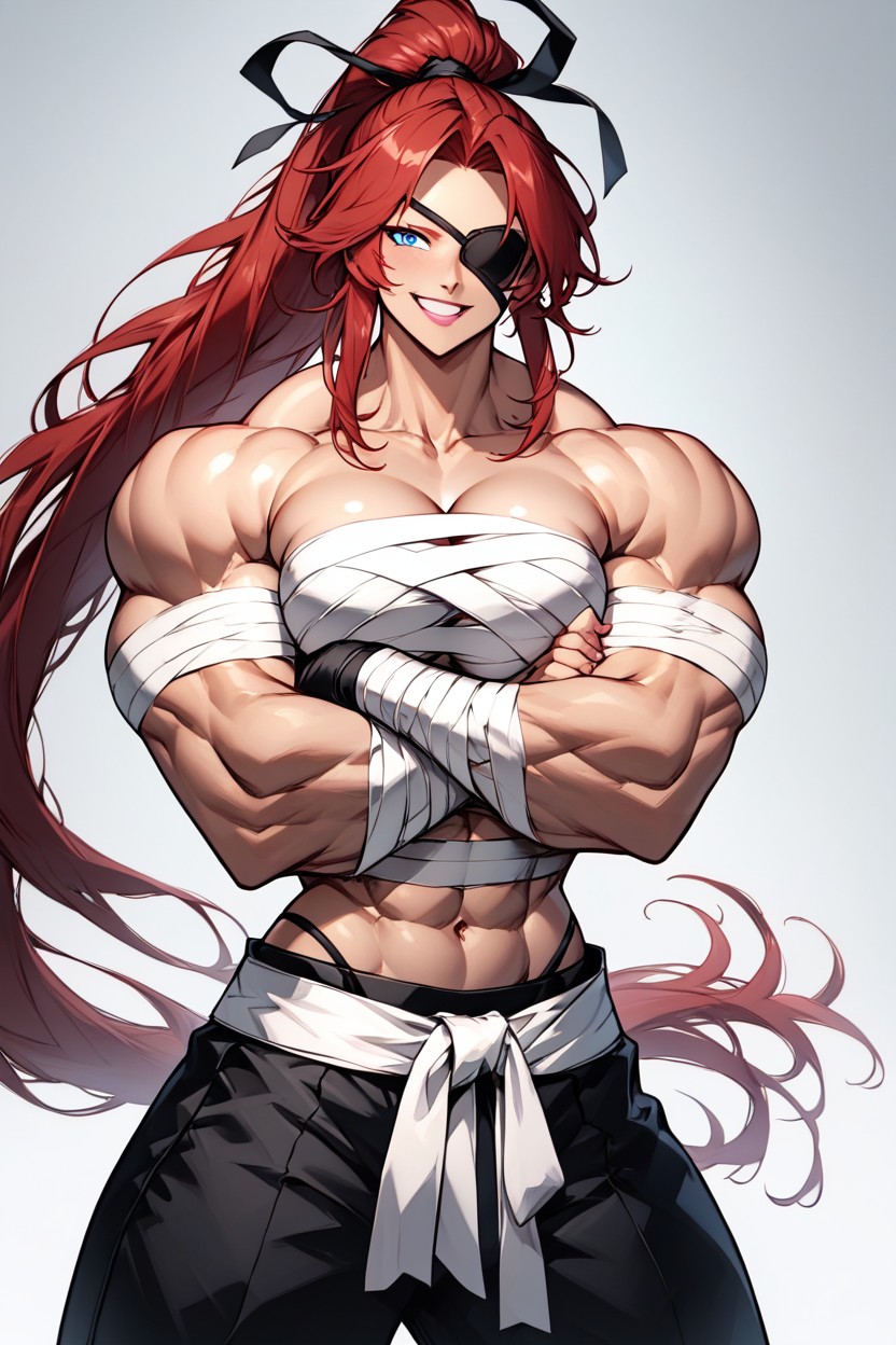 Crossed Arms, White Belt, Blue Eye Hentai AI Porn