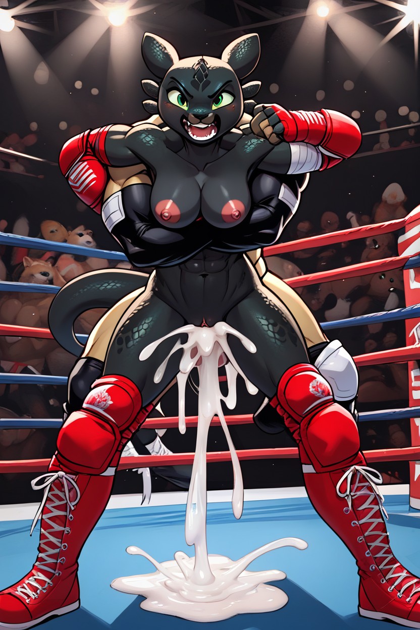 Black Skin, Hyper Cum Out Mouth, Hyper Cum In Pussy Furry AI Porn