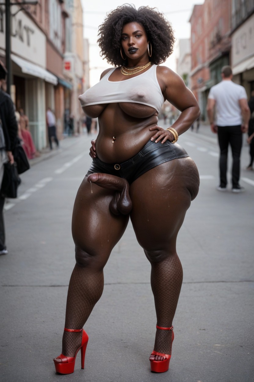 Pequeño, Thick Plump Dark Lips, Vello Púbico Porno shemale IA
