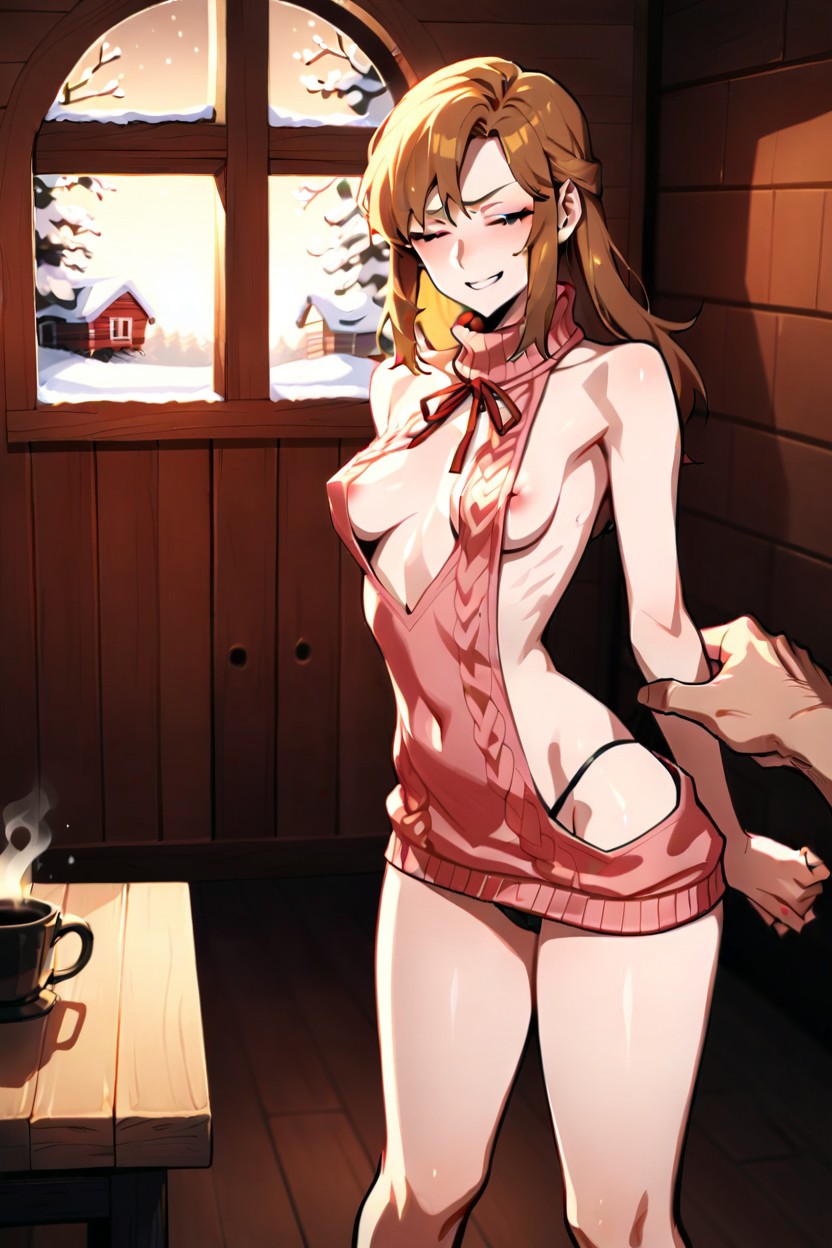 Virgin Sweater, Model, Wood Cabin AI Porn