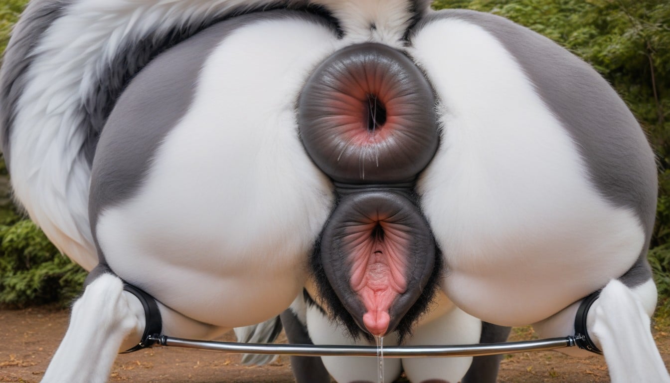 Dark-brown Labia, Light Shafts, Super Oily Anus Furry AI Porn