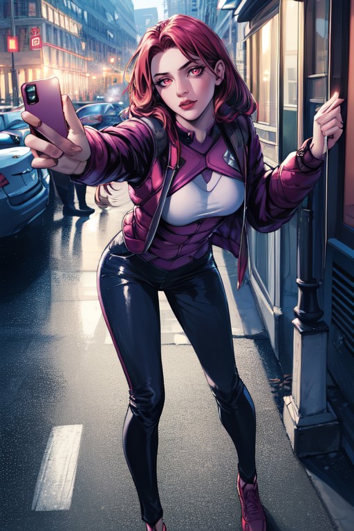 Action Pose, Chromatic Tendril Hair, Selfie AI Porn