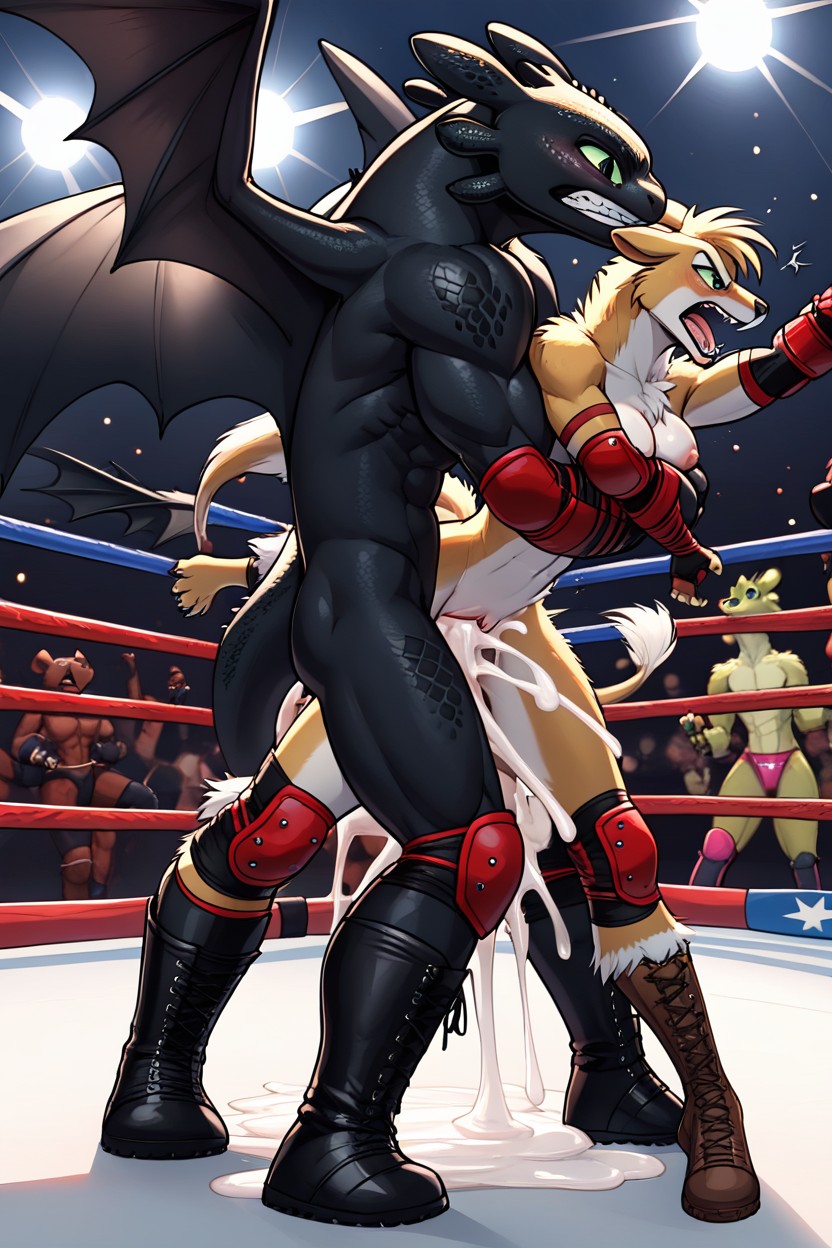 Wrestling Ring, Night Fury, Angry Furry AI Porn