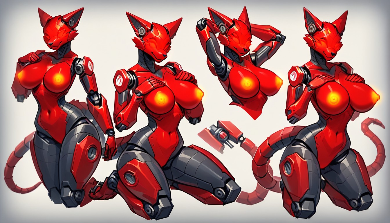 Robot Girl, Dieselpunk Style, Mechanical Face Furry AI Porn