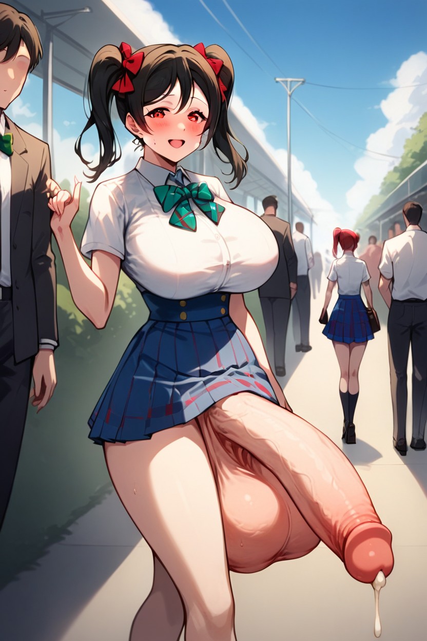 Blush, Cock Bigger Than Torso, Green Bow Tie Hentai AI Porn