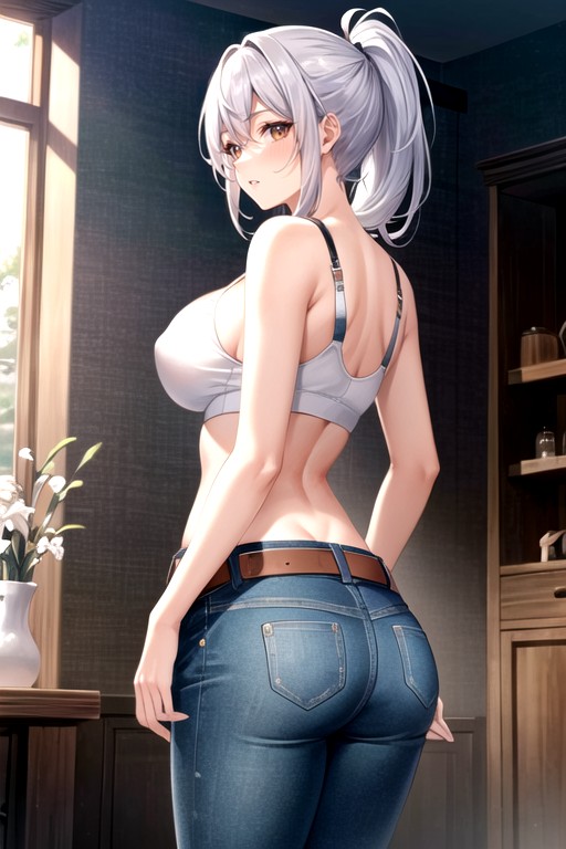 Denim, From Behind, Large Breasts Hentai AI Porn