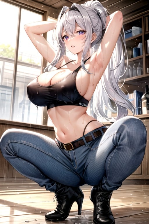 Large Breasts, Sideboob, Arms Up Hentai AI Porn