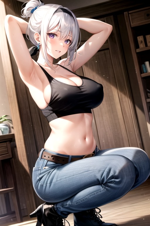 Arms Up, Hairy, High Heels Hentai AI Porn