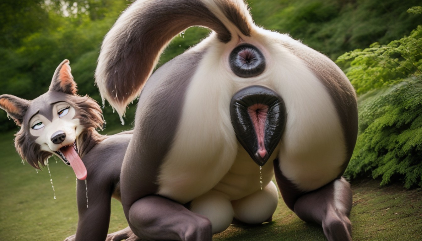 Shiny Genitals, Detailed Face, Strands Of Pussy Fluid Furry AI Porn