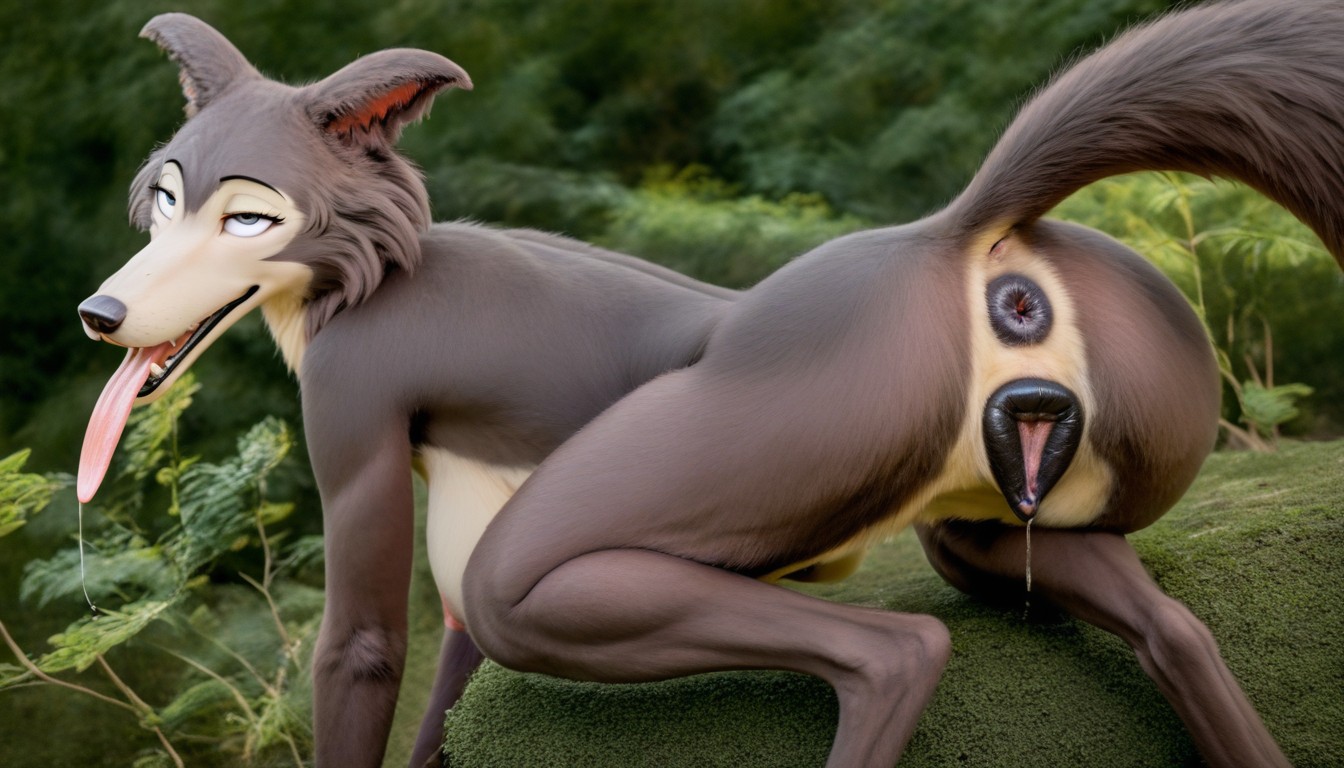 Large Curvy Ass, Juno From Beastars Spreading Her Asshole, Tail Anus Furry AI Porn