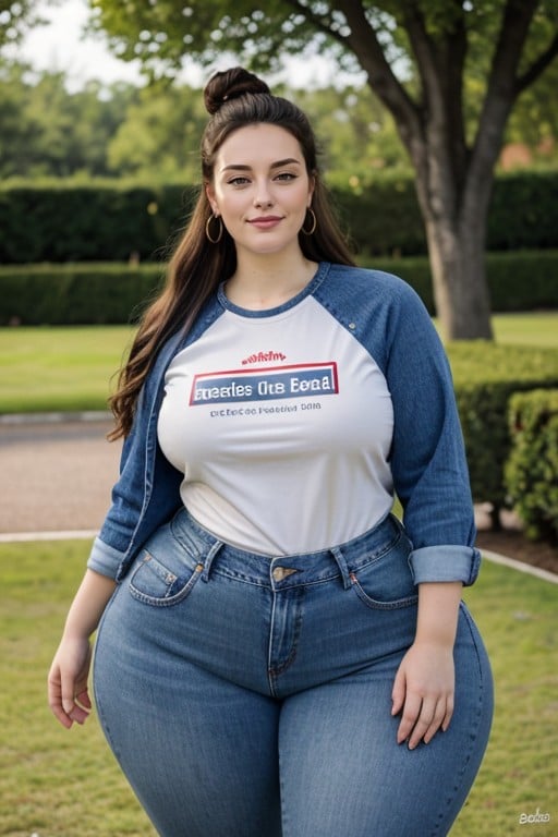 Recent Weight Gain, Long Dark Hair, Thick Bbw AI Porn