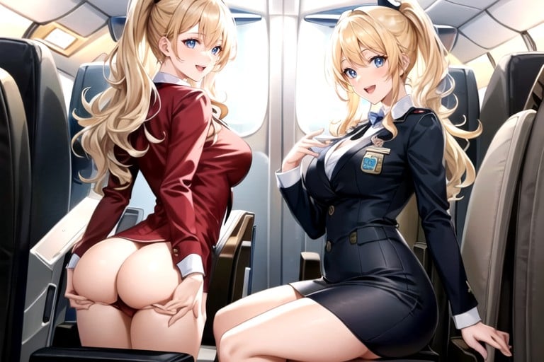 Supporting Ass, Airplane, Flight Attendant AI Porn