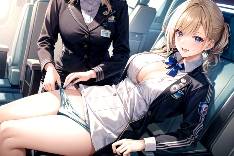 Flight Attendant, Cute, Airplane AI Porn