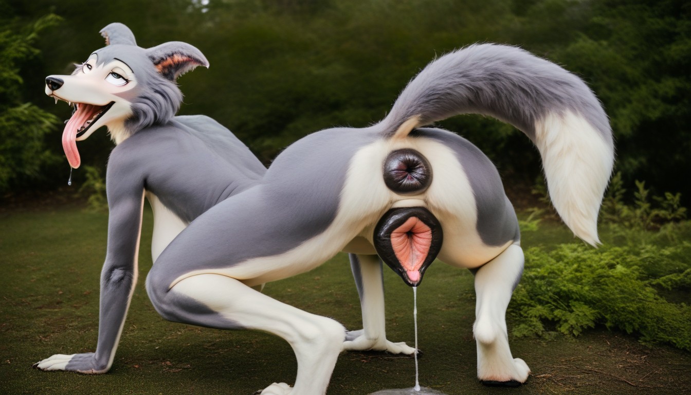 Looking At Viewer, Wolf Feet, Tongue Lolling Out Mouth Furry IA