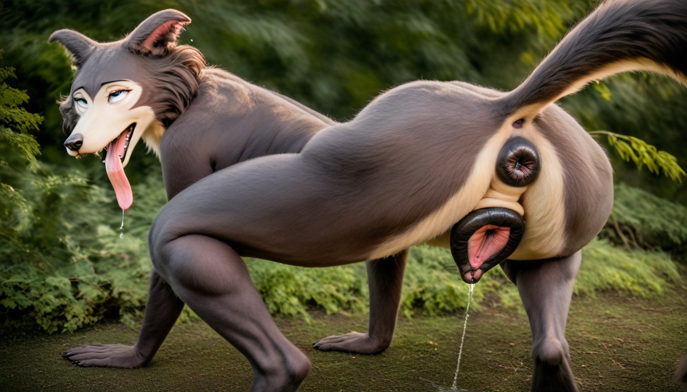 Bending Over, Extremely Detailed, Large Curvy Ass Furry AI Porn