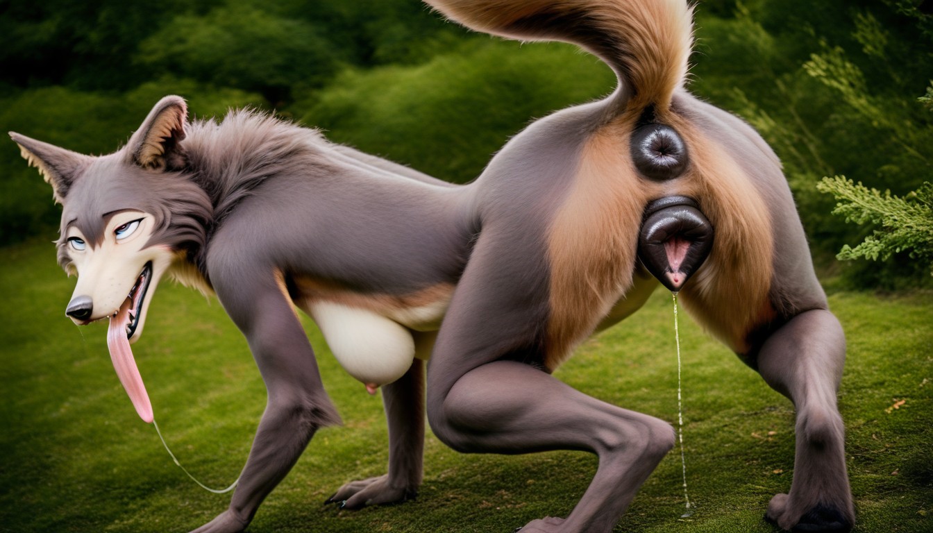 Massive Canine Pussy, Large Curvy Ass, Detailed Furry IA