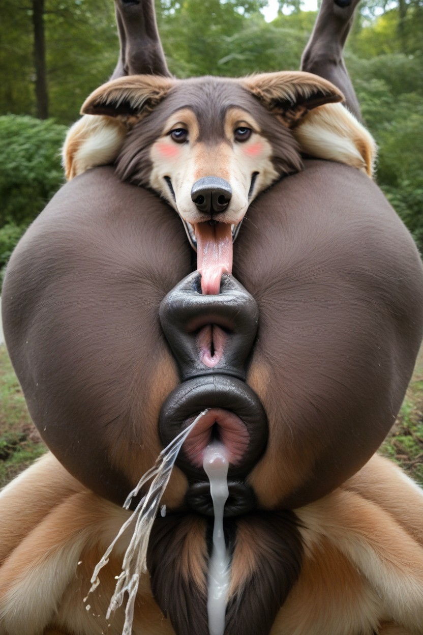 Detailed, Tongue Lolling Out Mouth, Massive Enlarged Pony Anus Furry IA