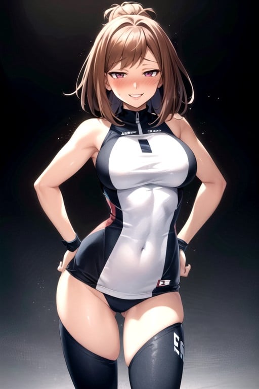 Mischievous (smiling While Blushing), Form Fitting Clothes, Ochaco From My Hero Academia AI Porn