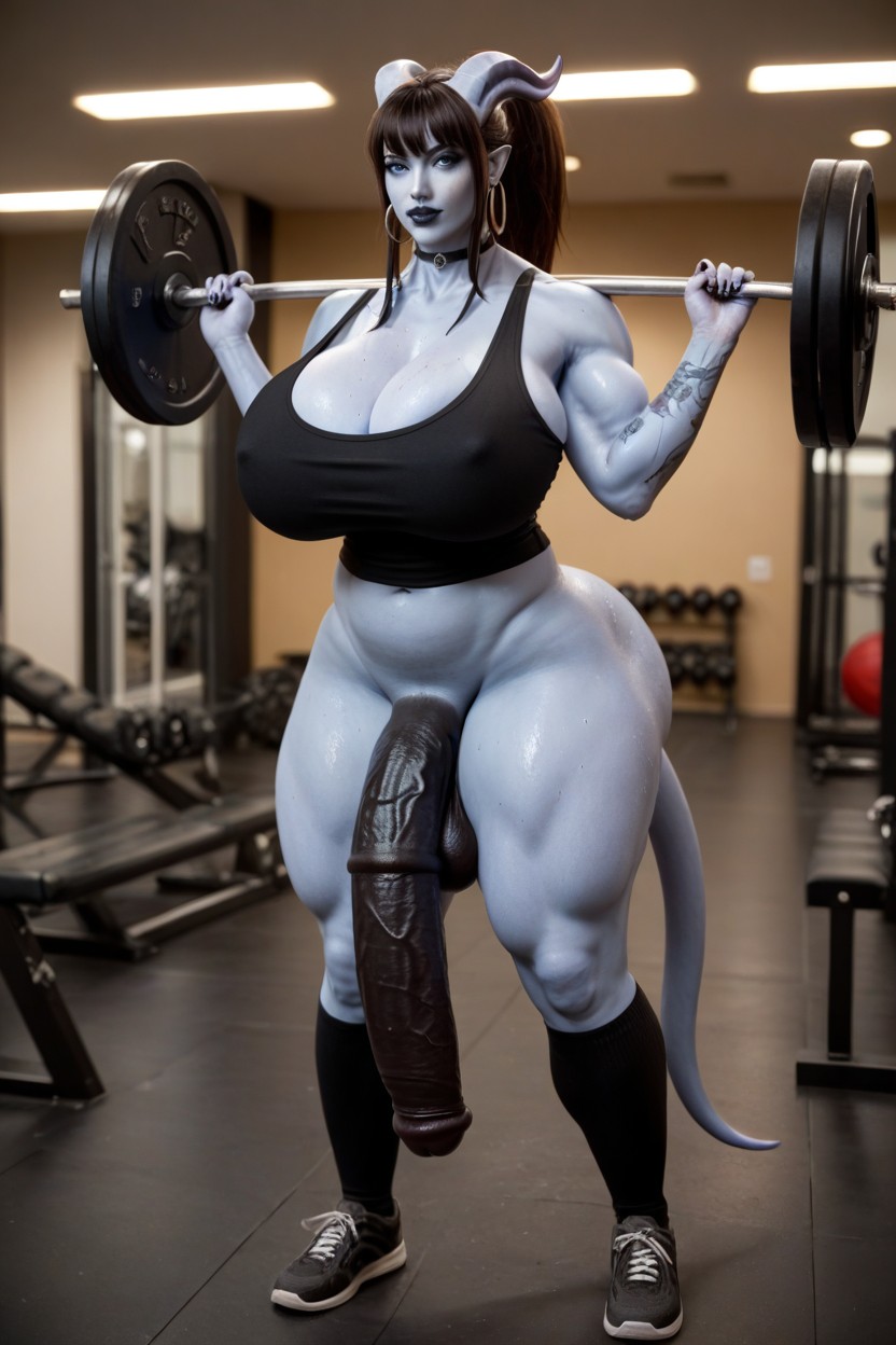 Extremely Large Ass, Freckles, Dark Hair Shemale AI Porn
