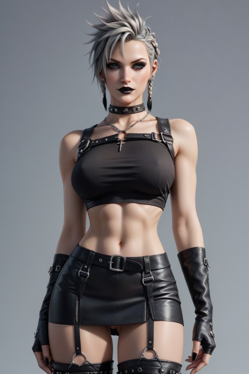 Nsfw, Short Gray Haired Young Woman Warrior, Final Fantasy X- Furry AI Porn