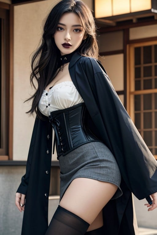 Goth, Kimono, Long Length AI Porn