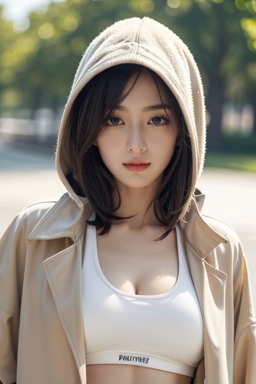 Hoodie, Long Length, Bobcut AI Porn