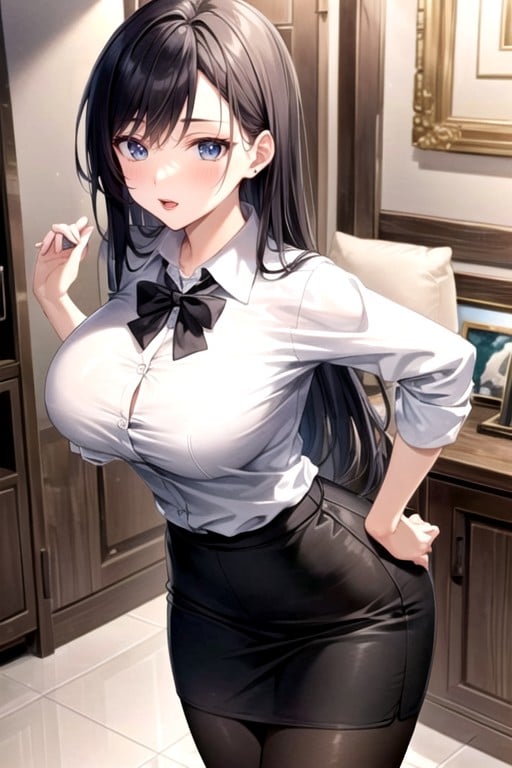 Rounded Breast, Teacher, Black Hair AI Porn