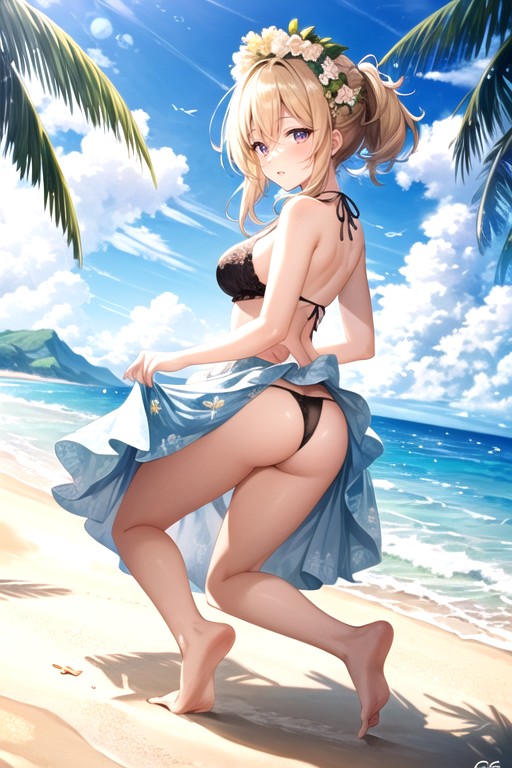 Beach, Rear View, Full Body AI Porn