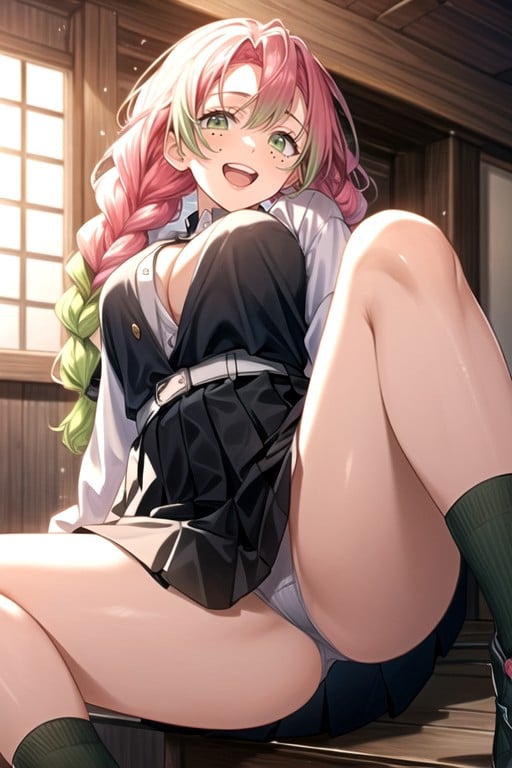 Warm Anime, Bottom Up (upskirt), Sitting Down Legs Spread AI Porn