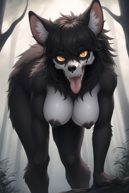 Hyper-realistic Skull, Deer Skull, Front Of Face Is Skull Furry AI Porn