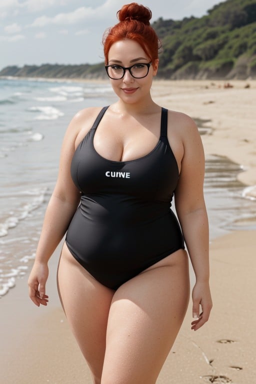 Angle Further Away, Breasts Are Bouncing, Black Swim Suit Has Bra Cups And Hooks AI Porn