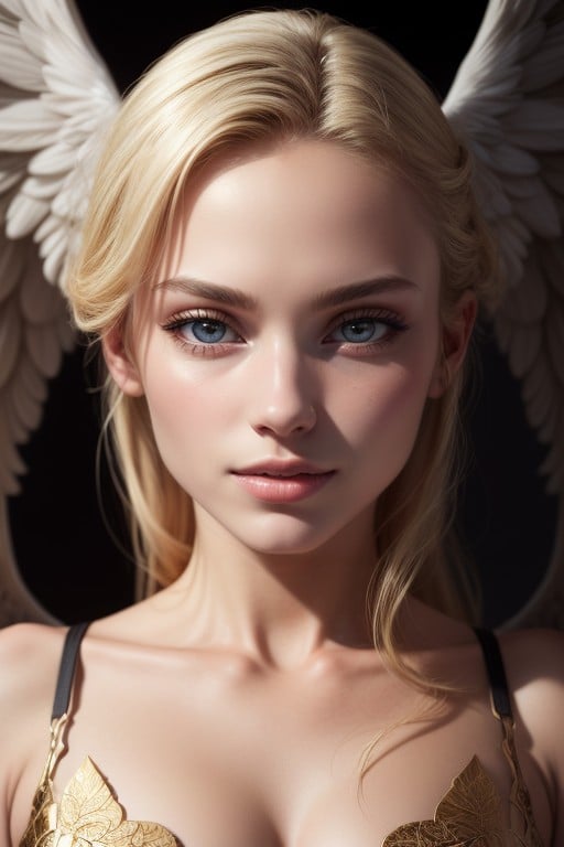 Wings Ripped Gold Dress, 18, Blonde White Angel AI Porn