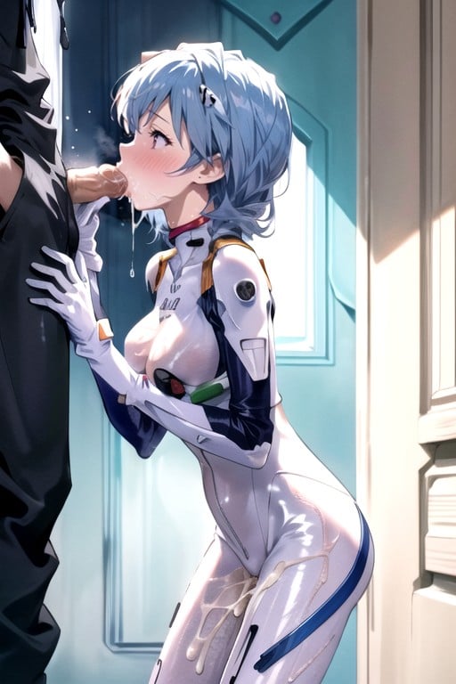 Embarrassed , Ayanami Rei (evangelion), Side View AI Porn