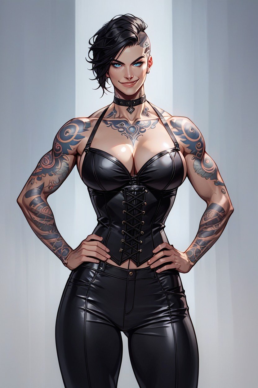 Tattoo, Very Short Hair, Corset AI Porn