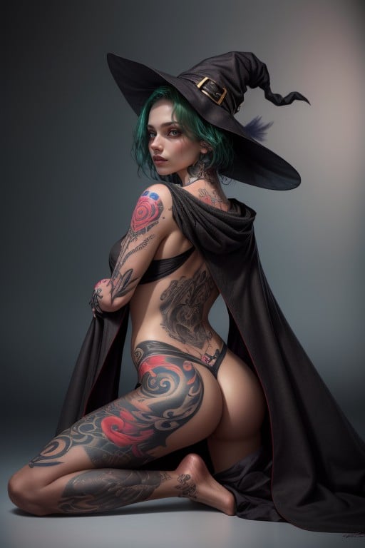 Green Hair, Witch, Pixie Cut AI Porn