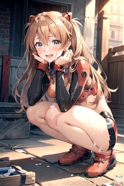 Front View, Touching Face, Cute AI Porn