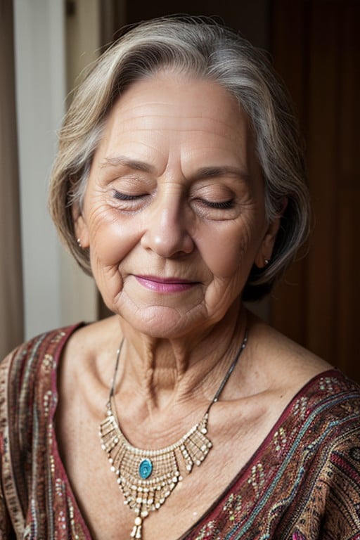 60+, Maquillaje, Ojos AzulesPorno AI