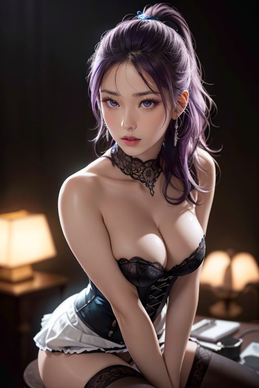 Purple Eyes, Goth, Sideboob AI Porn