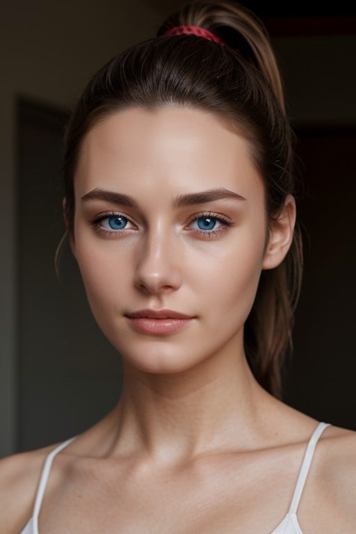 Ponytail, Skinny, Blue Eyes AI Porn