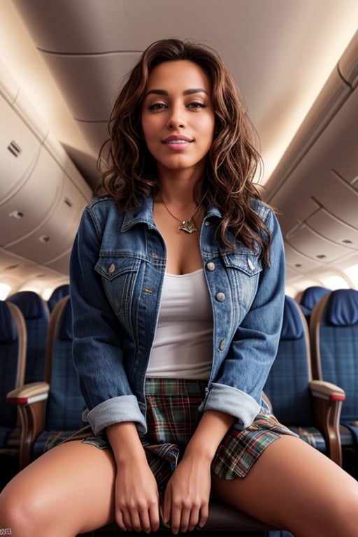 Kilt, Denim Jacket, Biting Lip AI Porn