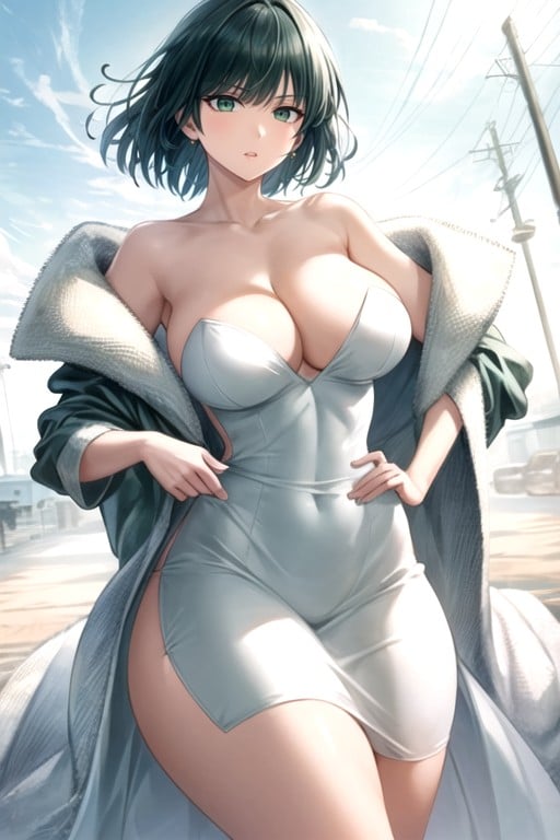 Casaco De Pele, Fubuki (one Punch Man), Vestido De Seda Pornografia de IA