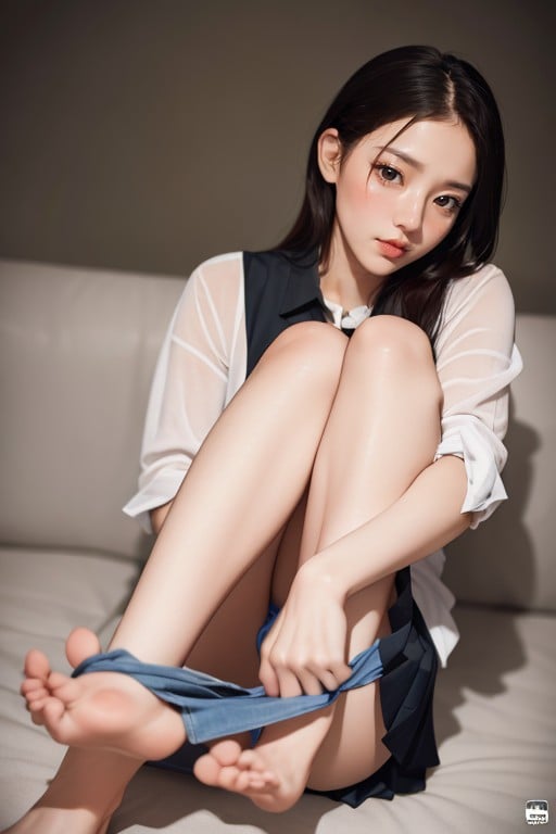 Korean, Pulling Down Panties, Sitting Down Legs Spread AI Porn