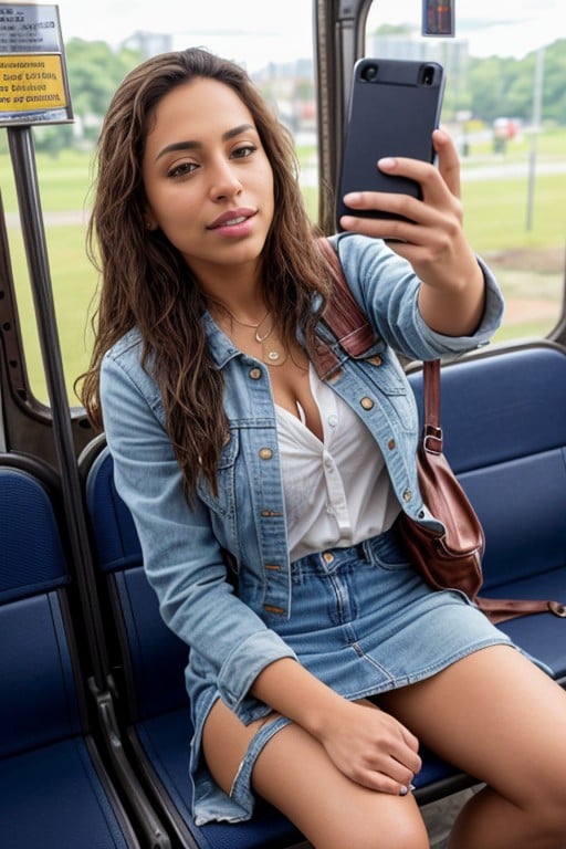 Latina, Bus, Tongue Out AI Porn