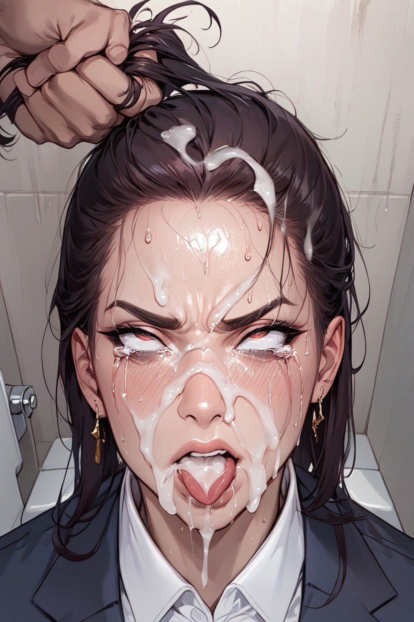 Leaking Out Of Mouth And Nose, Ahegao, Tirar Del CabelloPorno AI