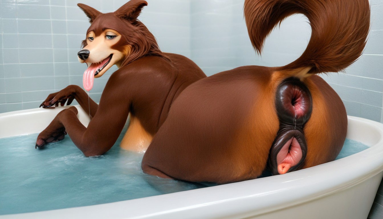 Bubbles, Realistic, Swollen Puffy Wet Genitals Furry AI Porn