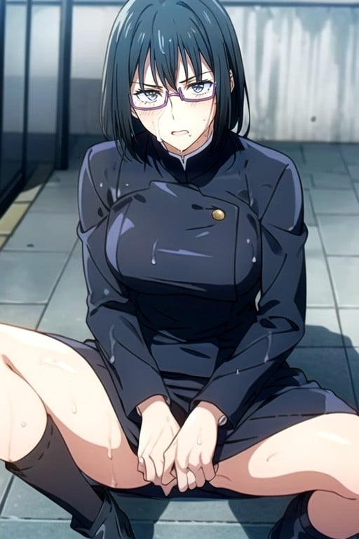 Éjaculation, Assis, Jambes Écartées, Maki Zenin (jujutsu Kaisen)Porno IA