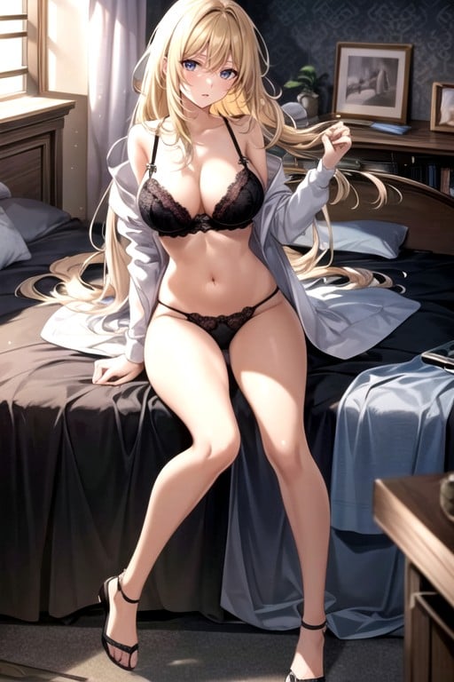 Bed, Wind In Hair, Blonde Hair AI Porn