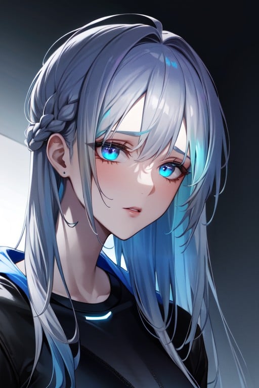 Glowing Hair, Ombre Hair Grey To Blue, NightAI黄片