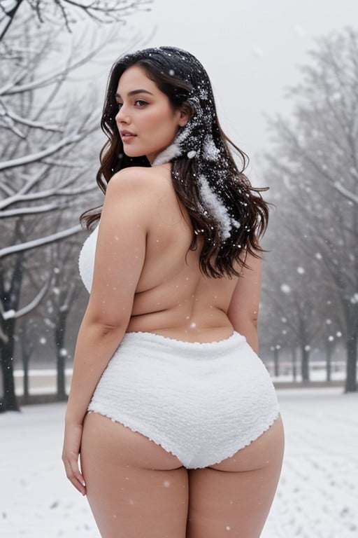 Thick, Snowing, Brunette AI Porn